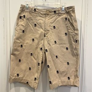 Children’s Place Khaki Shorts Skull Embroidered - Size 12